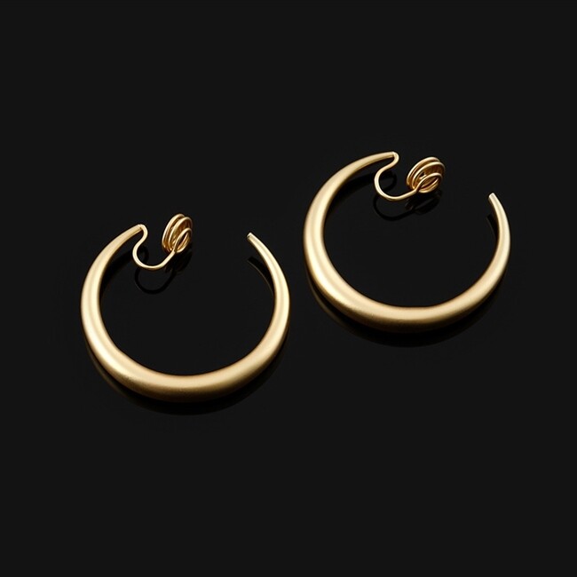 E7367   Alloy Hoop Clip on Earrings   Gold