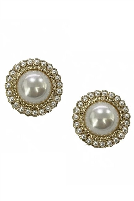 E6624   Pearl Stud Clip On Earrings