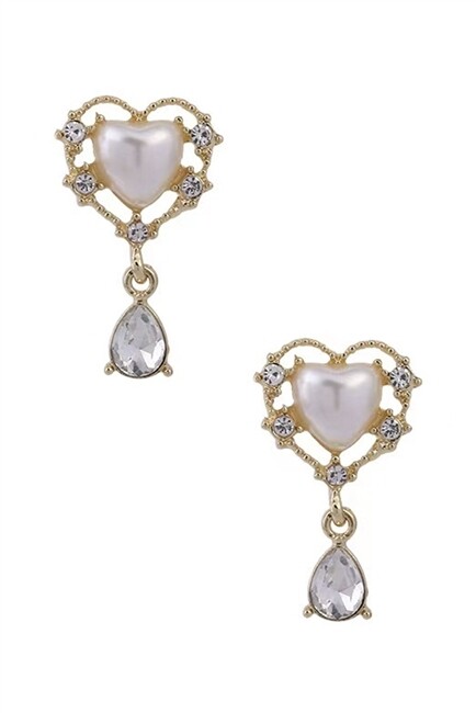 E3580   Baroque Heart Pearl Clip On  Earrings
