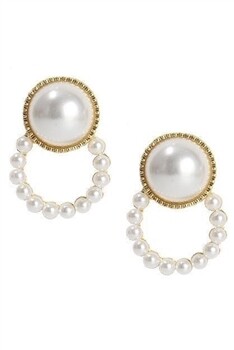 E6629   Pearl Crrcle Clip On Earrings
