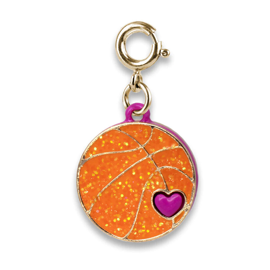 Charm It!   Gold Glitter Basketball Charm