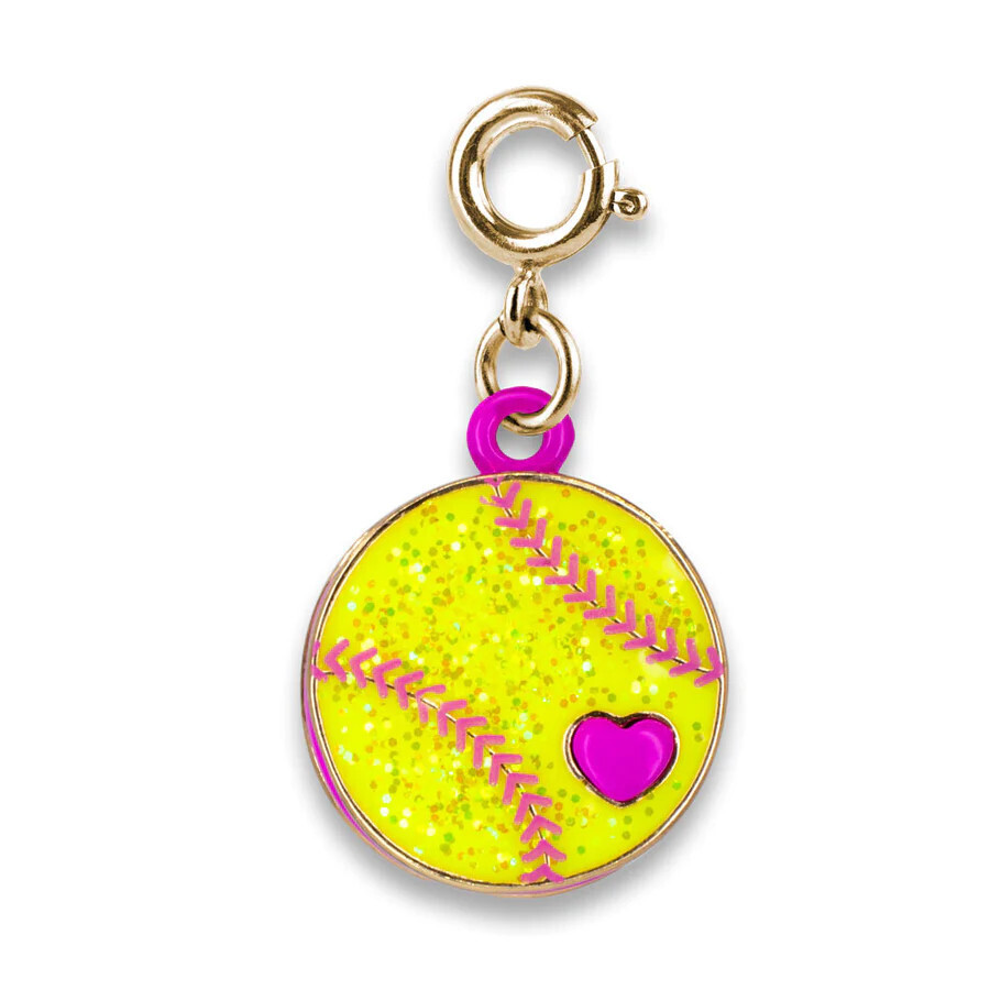 Charm It!   Gold Glitter Softball Charm
