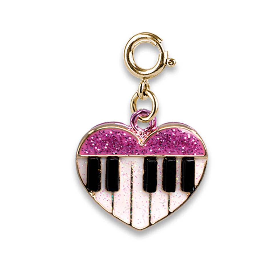 Charm It!   Gold Glitter Piano Heart Charm