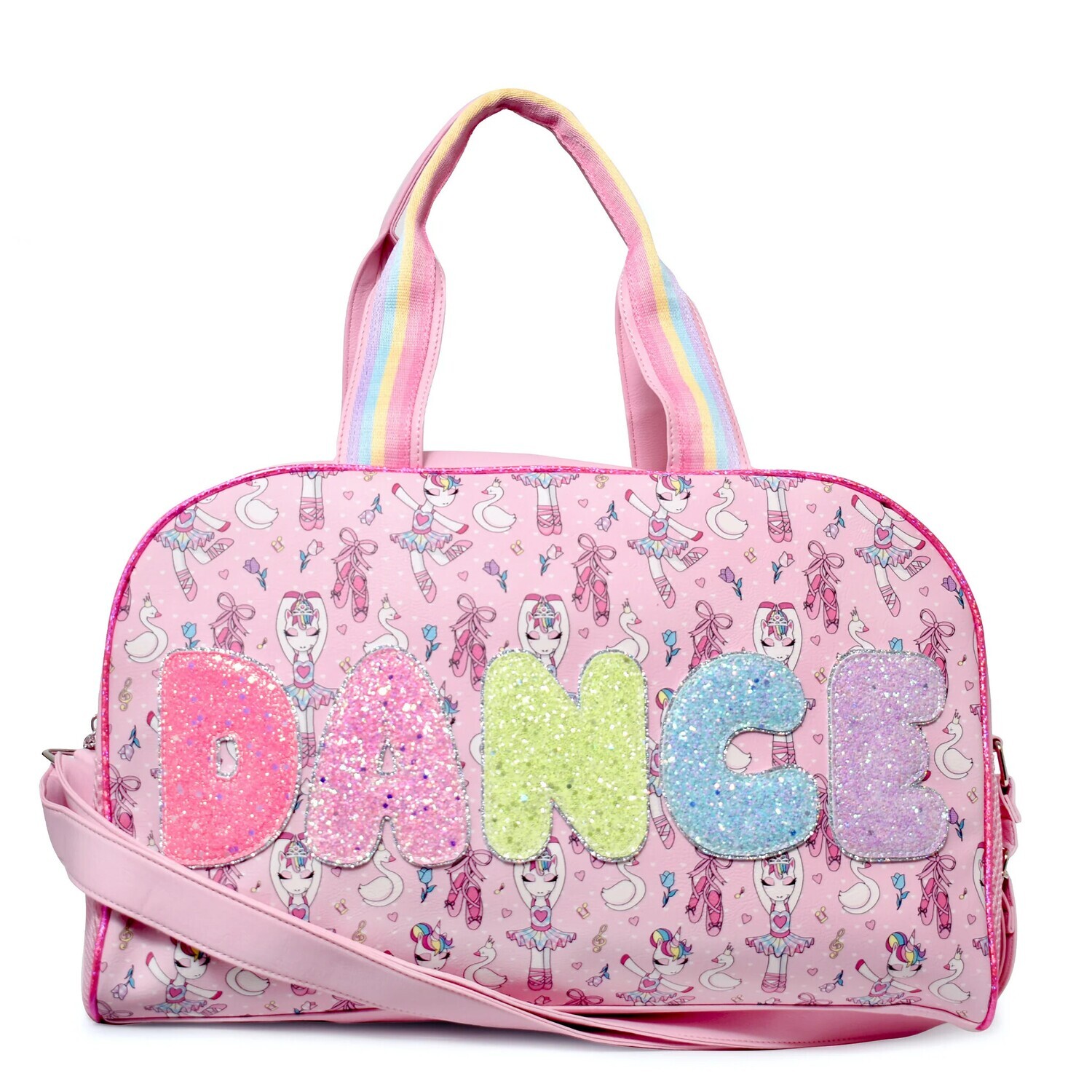Miss Gwen&#39;s OMG Accessories &quot;DANCE&quot; Large Printed Duffle Bag Pink