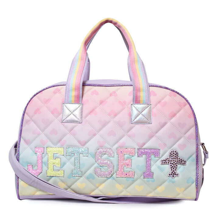 Miss Gwen&#39;s OMG Accessories &quot;JET SET&quot; Large Heart-Printed Duffle Bag     Lavender