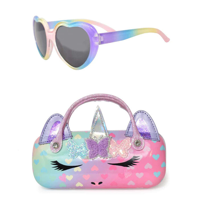 Miss Gwen&#39;s OMG Accessories Unicorn Ombre Heart-Printed Sunglasses and Case