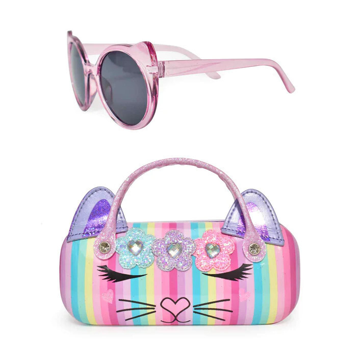 Miss Gwen&#39;s OMG Accessories Miss Bella Kitty Striped Sunglasses and case