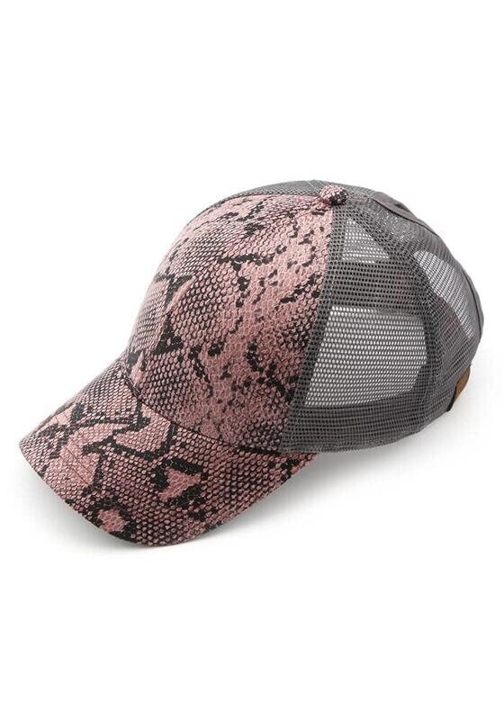 BT-2410 Snake Pattern Pony Trucker Cap