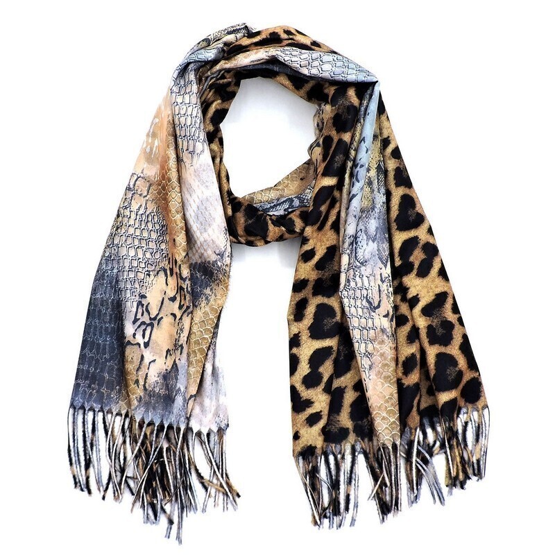 CH-LP804W   Leopard &amp; Python Print Fashion Scarf