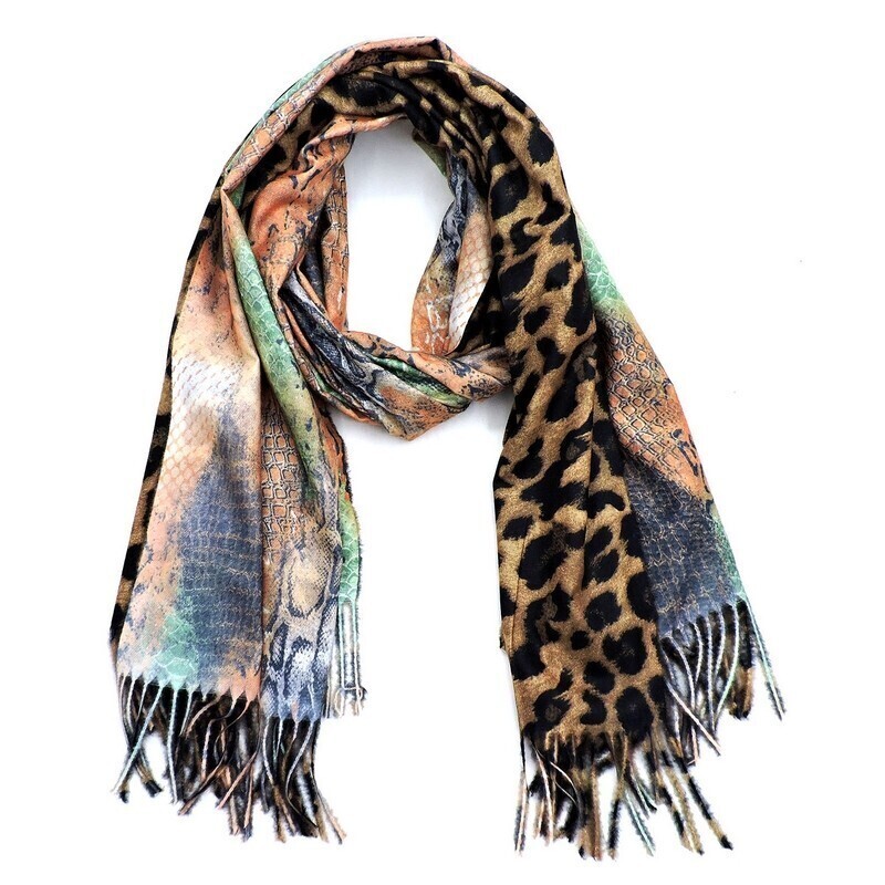 CH-LP804W   Leopard &amp; Python Print Fashion Scarf