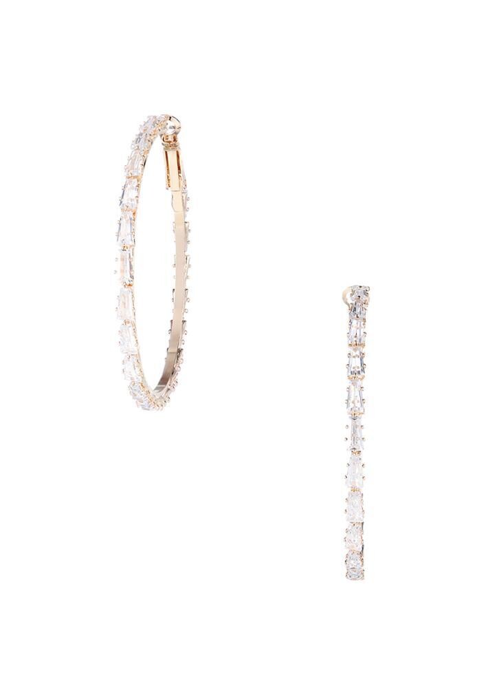 267374-55   55MM Crystal Baguette Cut Hoop Earrings   Gold