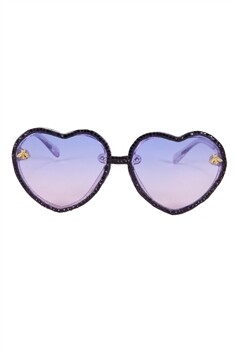 G0307 Handmade Heart Rhinestone Kids Sunglasses, Color: Purple