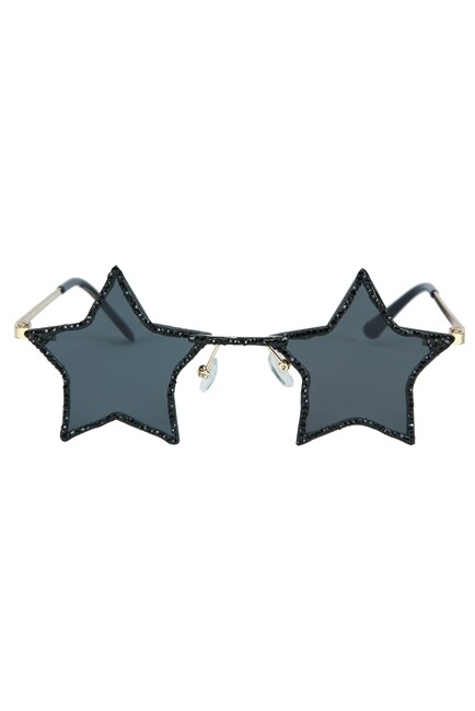 G0311   Handmade Star Rhinestone Sunglasses, Color: Black