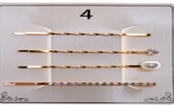 NHP-7614   Rhinestone Crystal Pearl 4pc Metal Hair Pin Set, Color: Gold