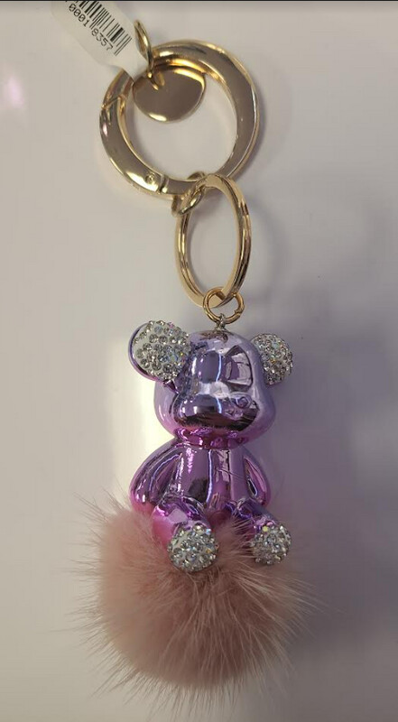 AM7288   Bear w/ pompom Keychain