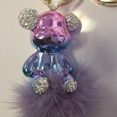 AM7288   Bear w/ pompom Keychain