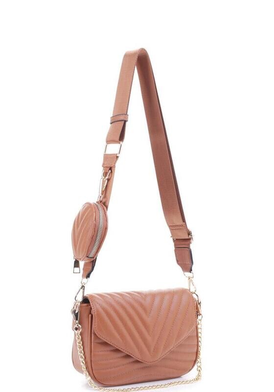 DX-21042 2in1 Chevron Pattern Crossbody W/Coin Purse Set