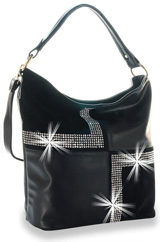BWD-6081-BK   Four Square Design Hobo Handbag