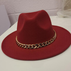 Felt Fedora Hat w/Chain