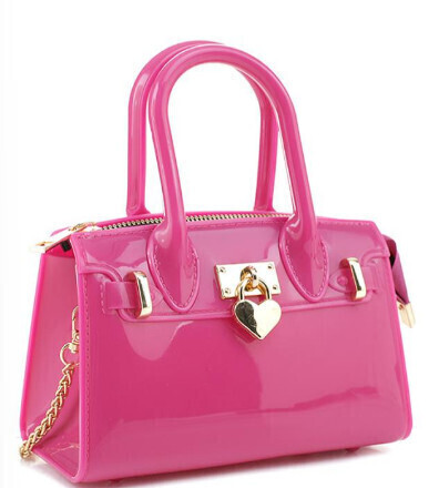 JB-6412-H Chic Jelly Gloss Heart Lock Satchel