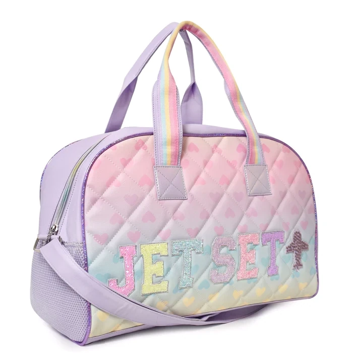 Miss Gwen's OMG Accessories "JET SET" Large Heart-Printed Duffle Bag     Lavender