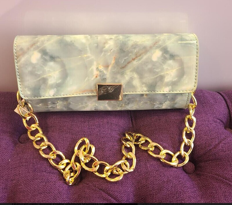 Marble Clutch w/ Gold Chain