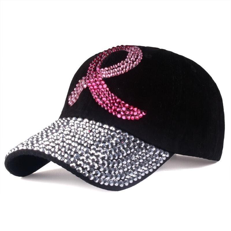 Pink-R-012   Pink Ribbon  Symbol Fashion Denim Cap