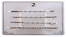 NHP-7614   Rhinestone Crystal Pearl 4pc Metal Hair Pin Set