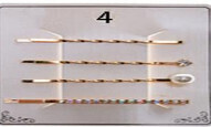 NHP-7614   Rhinestone Crystal Pearl 4pc Metal Hair Pin Set