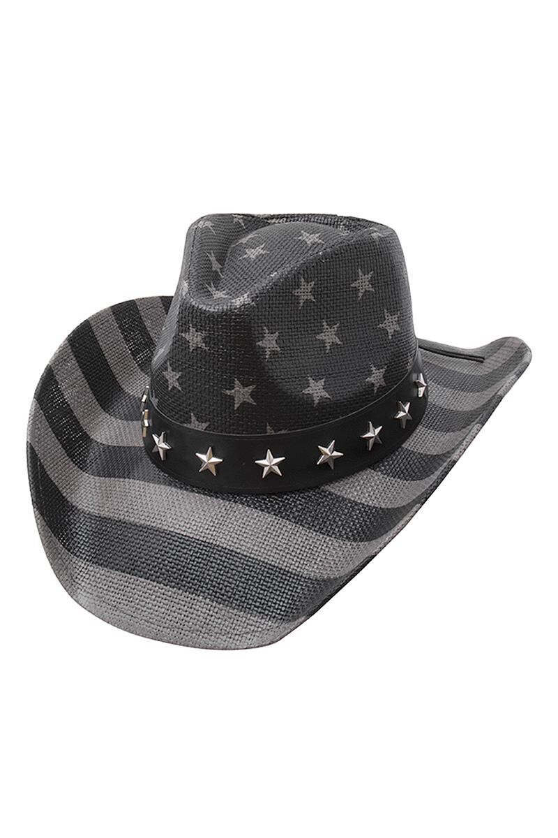 ST-083   American Flag Cowboy Hat , Color: Black