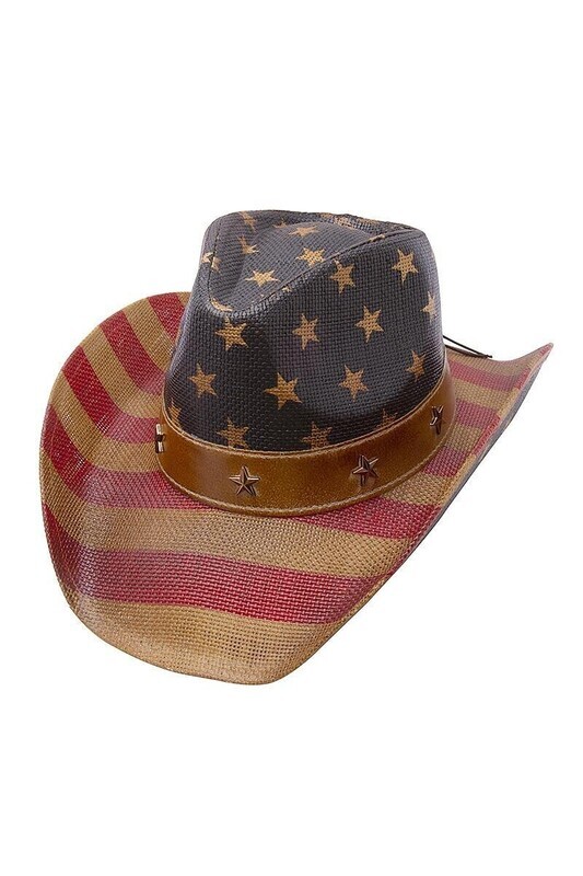 ST-083   American Flag Cowboy Hat 