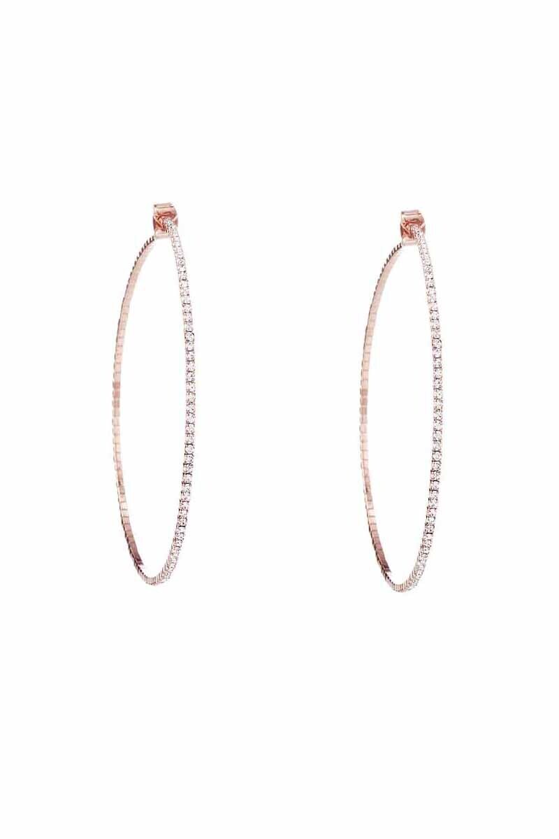 25660-60   Rhinestone Hoop Earrings, Color: Rose Gold