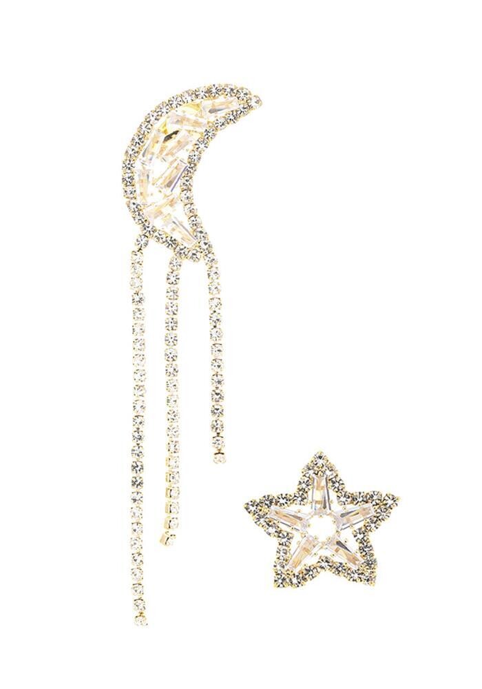 27872 Rhinestone Celestial Earrings, Color: Gold