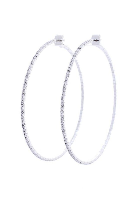 25660-80   Rhinestone Hoop Earrings