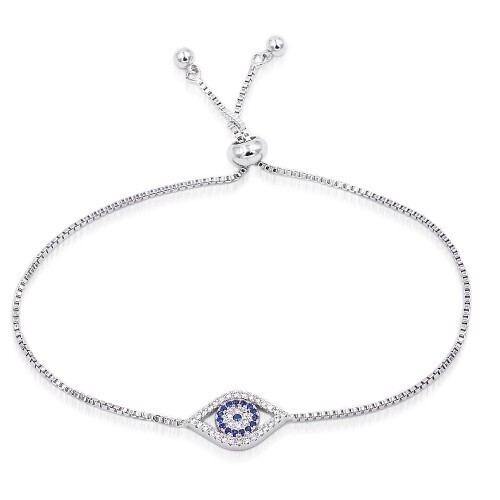 BC8079   Lariat Bracelet with Evil Eye CZ Stones