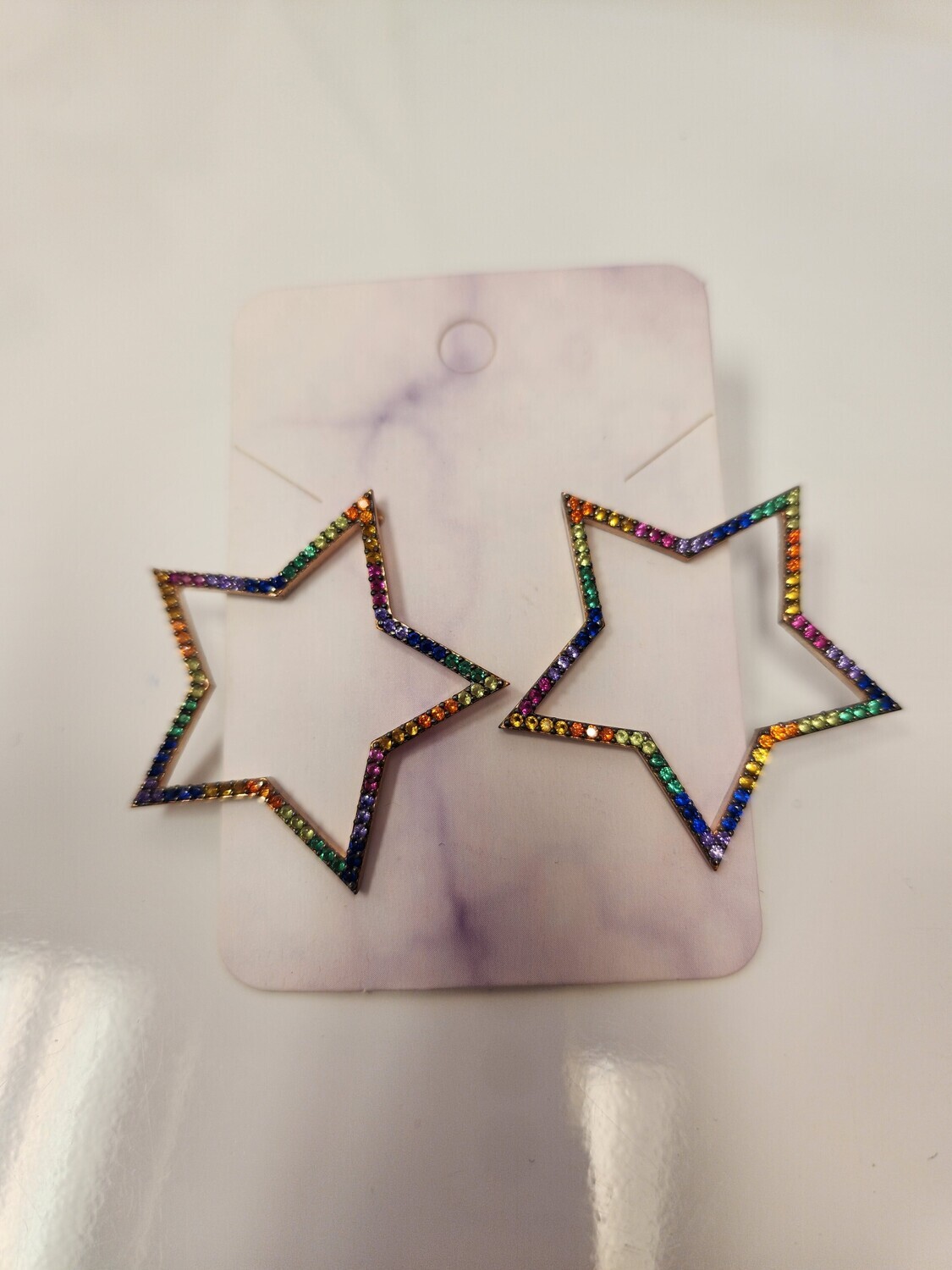 Big Open Colorful Star Earrings