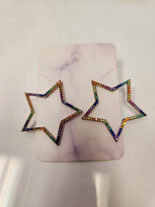 Big Open Colorful Star Earrings