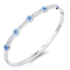 BS4080   Plated Stainless Steel Evil Eye Crystal Bracelet