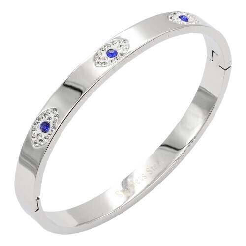 BS4102   Stainless Steel Bangle With Hamsa hand