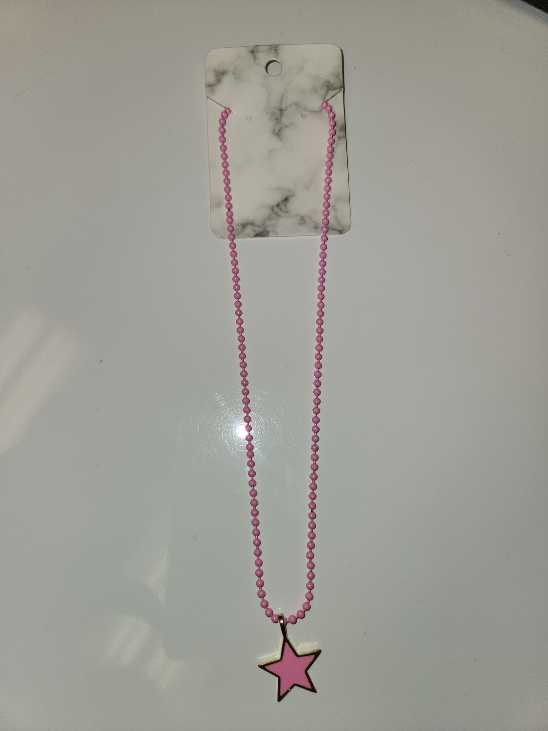 Colored star and Chain Necklace, Color: Pink