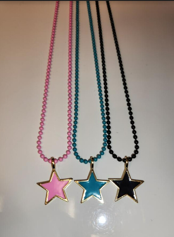 Colored star and Chain Necklace