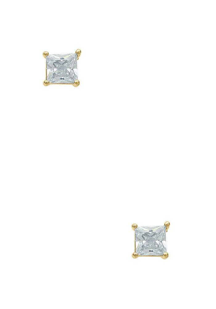E-280   7MM Square Crystal Stud Earring  , Color: Gold