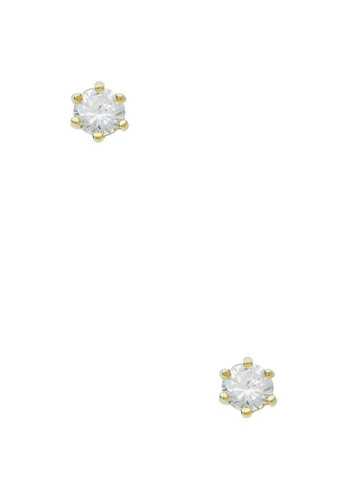 E-301   6MM Crystal Stud Earring  , Color: Gold