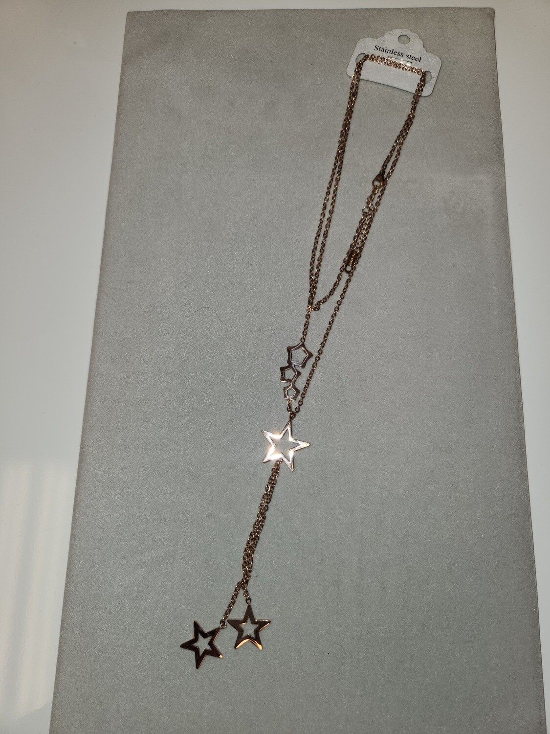 DNK311   Rose Gold Star Tassel Necklace