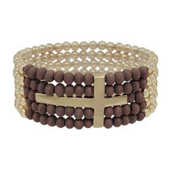 EMB-1118 Cross Wood Bracelet
