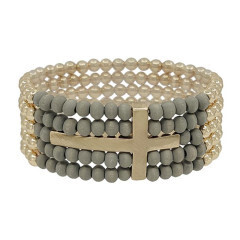 EMB-1118 Cross Wood Bracelet