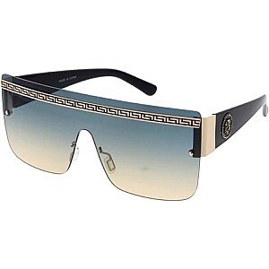 NG-AS568   Oversize Shield Sunglasses w/ Metal Emblem   , Color: Black/Yellow