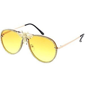  Rhinestones Aviator Bee Accent Gradient Sunglasses
