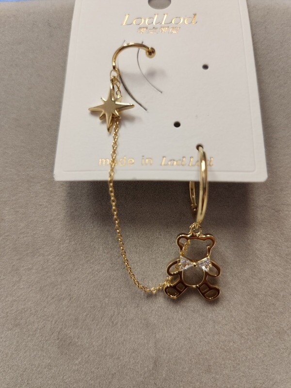 FSQ0044   Teddy Bear Cuff Earring   Gold