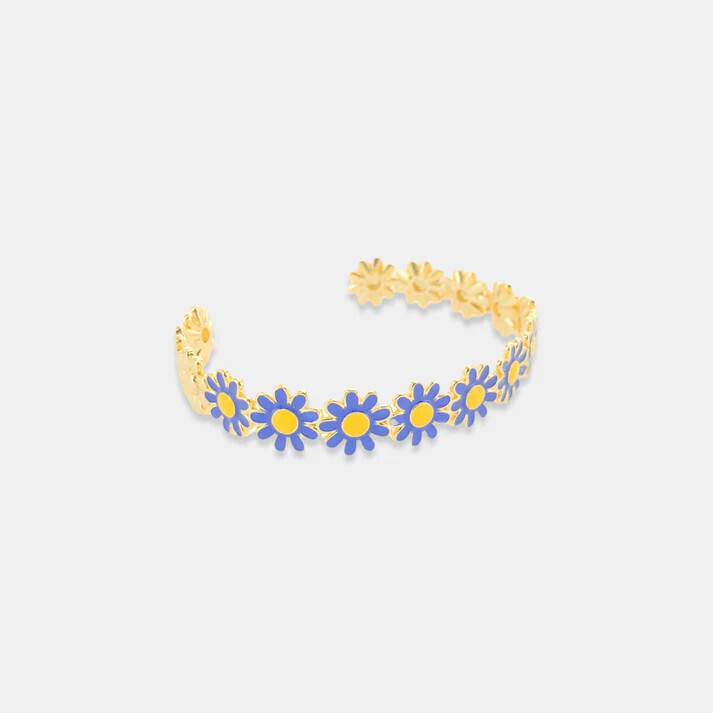 LBR170   Daisy Cuff Bracelet, Color: Royal Blue